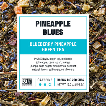 Tiesta Tea - Pineapple Blues, Blueberry Pineapple Green Tea, Premium Tropical Loose Leaf Tea, Medium Caffeinated, 200 Cups -16Oz