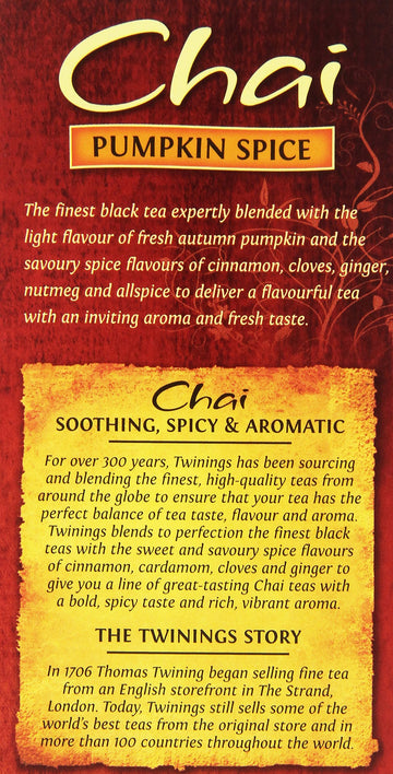 Twinings Of London Pumpkin Spice Chai Tea Bags, 20 Count (Pack Of 1)