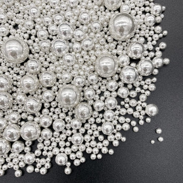 Weraru Edible Silver Pearl Sugar Sprinkles Candy Mixing Size Baking Edible Cake Decorations Cupcake Toppers Cookie Decorating Ce