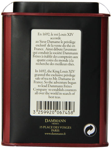 Dammann Freres Loose Leaf Earl Grey Premium Gourmet Black French Tea Bergamot Citrus Flavors 3.52 Ounce Tin