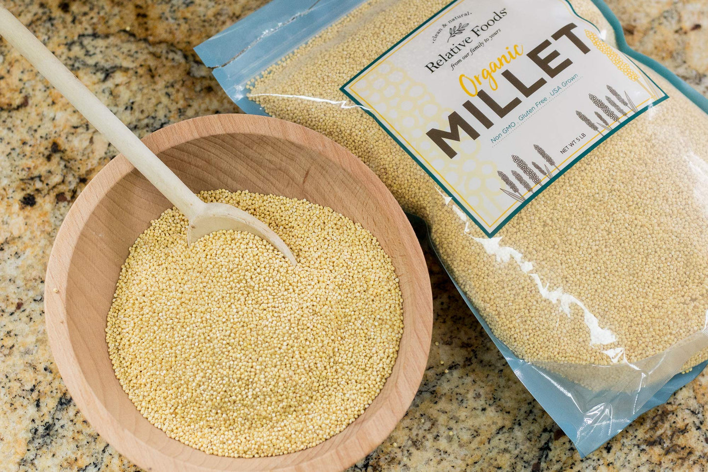 Whole Organic Hulled Millet Seed - 5lb Millet Organic Whole Grain Seed- Gluten-Free Grain for Porridge, Salads, Fruits - Non-GMO