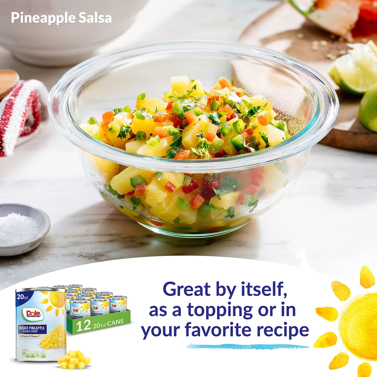 Dole Canned Fruit, Crushed Pineapple In Heavy Syrup, Gluten Free, Pantry Staples, 20 Oz, 12 Count, Packaging May Vary