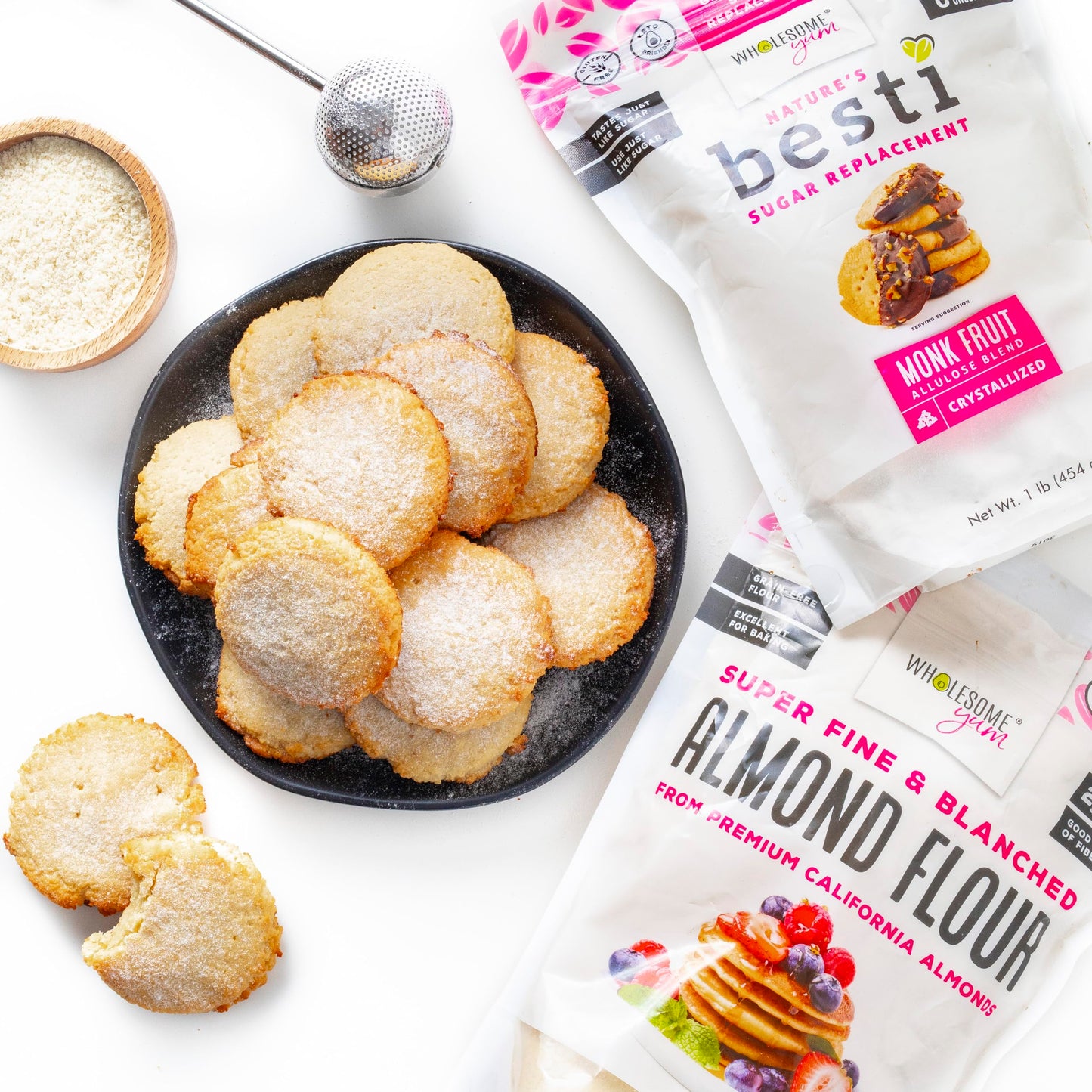 Wholesome Yum Premium Fine Blanched Almond Flour For Baking & More (16 Oz / 1 Lb) - Low Carb, Gluten Free, Non Gmo, Keto Friendl