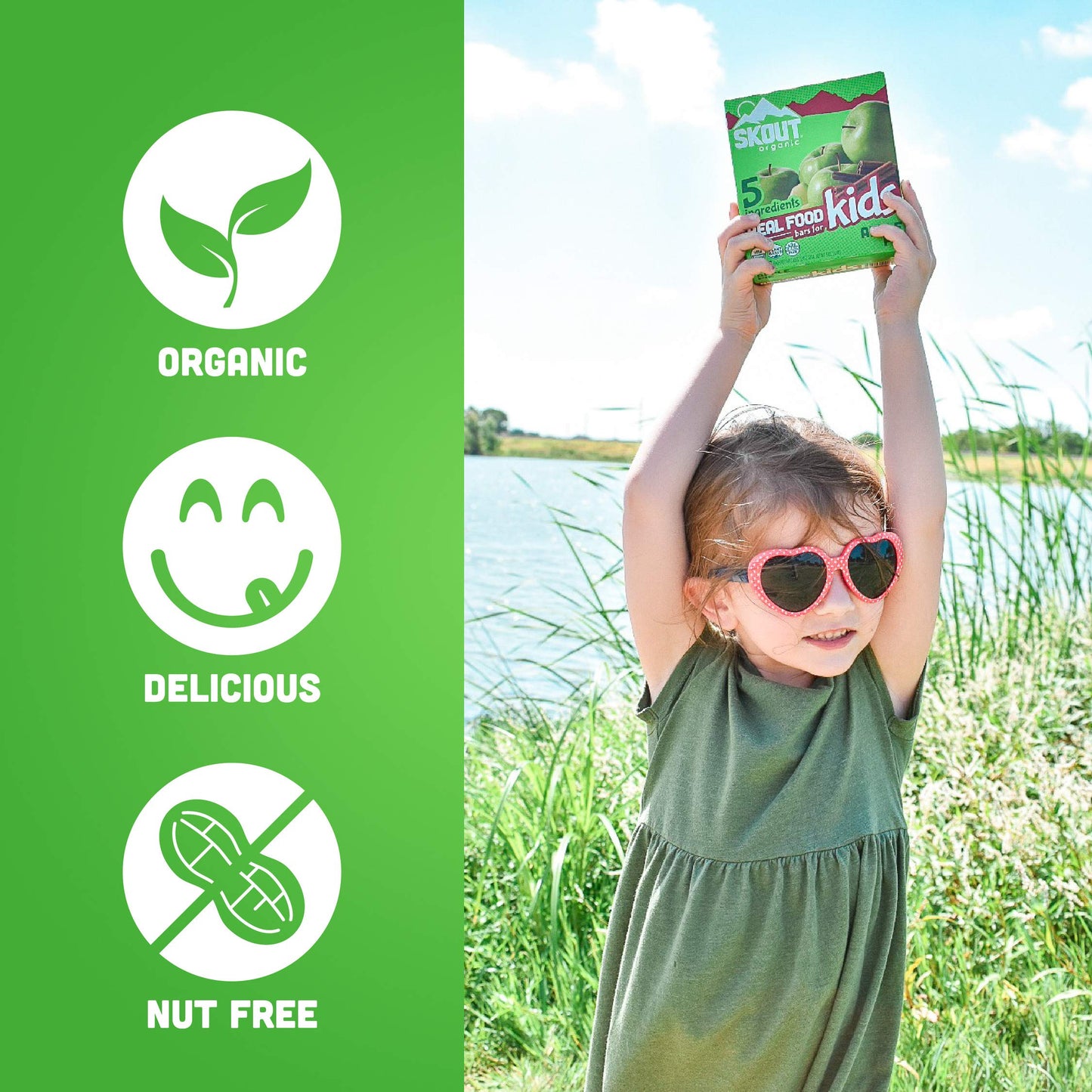 Skout Organic Apple Pie Real Food Bars For Kids (6 Pack) Organic Snacks For Kids School Snacks & Lunch Snacks No Refined Suga