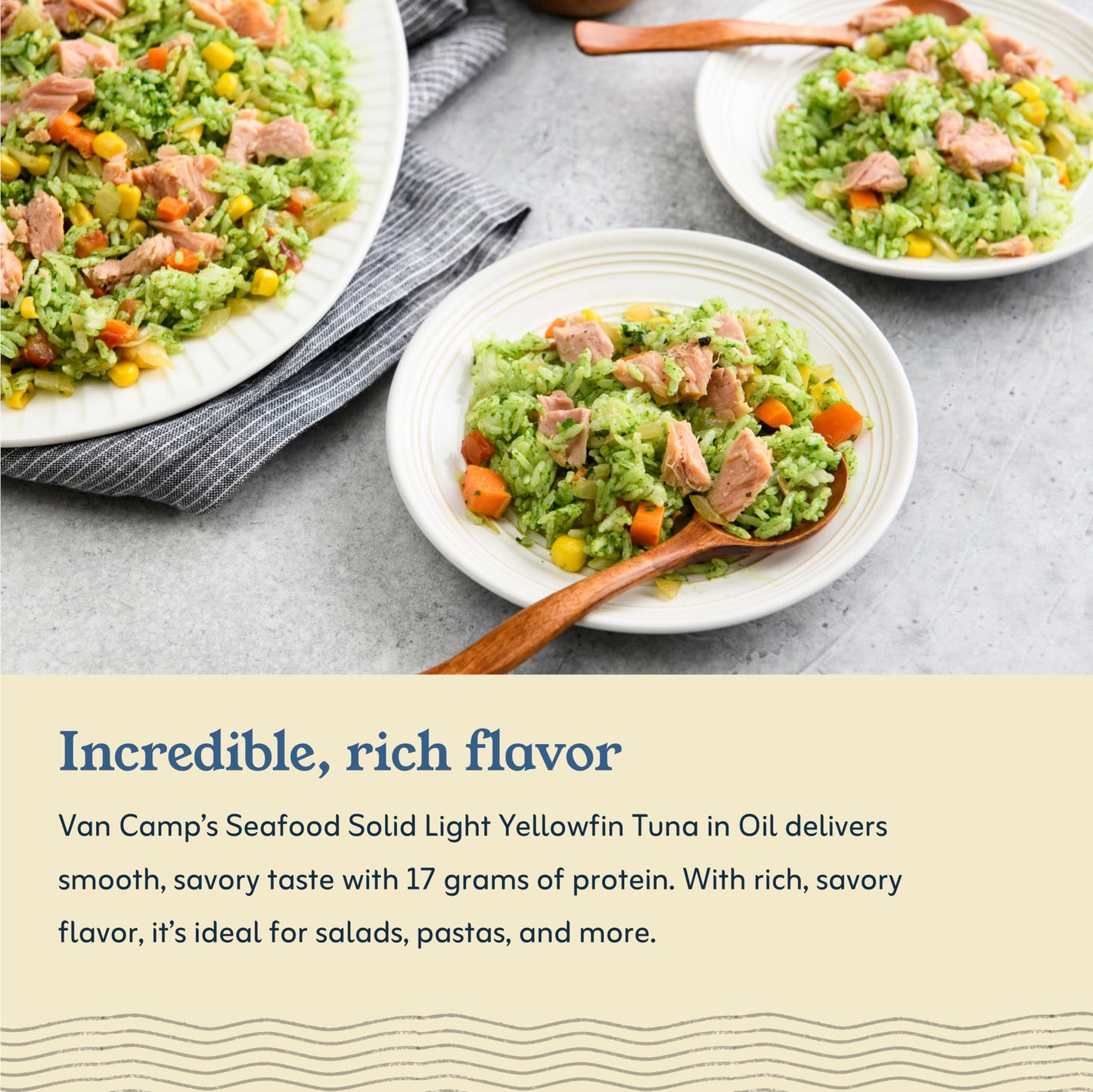 Van Camp'S Seafood Solid Light Yellowfin Tuna In Vegetable Oil, 4-5 Oz. Cans (Pack Of 6), Wild Caught Canned Tuna