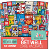 Gift A Snack - Get Well Soon Snack Box Variety Pack Care Package + Greeting Card (60 Count) Feel Better Sweet Treats Gift Basket