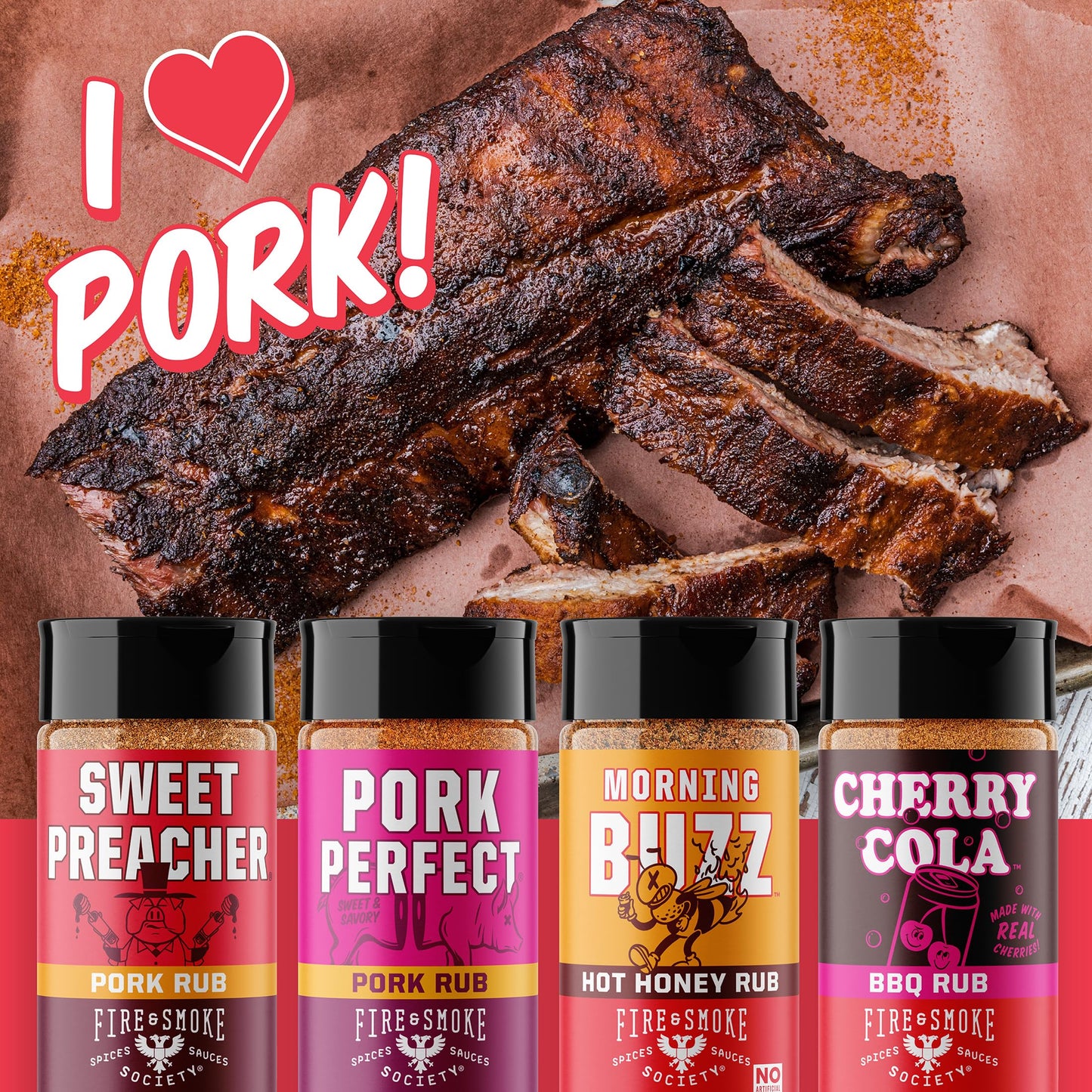 Fire & Smoke Society BBQ Rubs Variety Pack - 18-Pack Seasonings for Steak, Chicken, Burgers & Pulled Pork - 6 Ounce Each