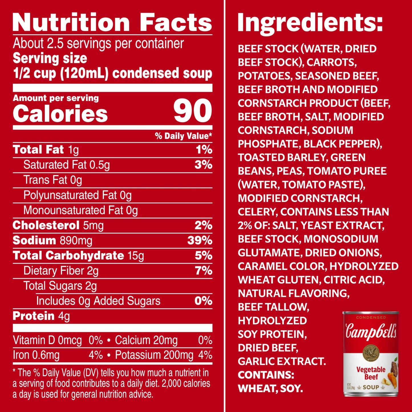 Campbell's Condensed Vegetable Beef Soup, 10.5 Ounce Can (Pack of 12)