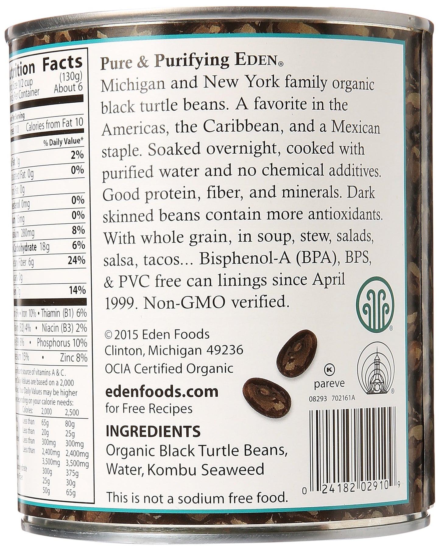 Eden Foods Organic Black Beans, 29 oz