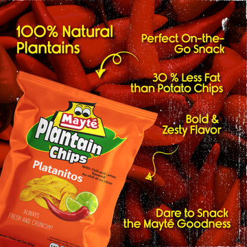 Mayté Plantain Chips – Chili Lemon, 30 Individual Packs (3Oz Each) – Non-Gmo, Gluten-Free, Kosher, Healthy Snacks – No Preservatives Or Artificial Colors