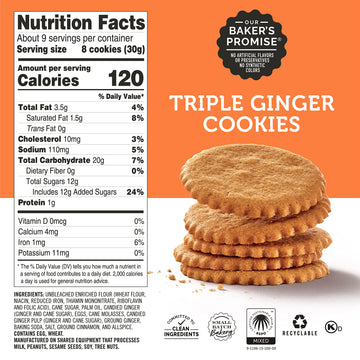 Dewey'S Bakery Triple Ginger Cookie Thins | No Artificial Flavors, Synthetic Colors Or Preservatives | Baked In Small Batches |