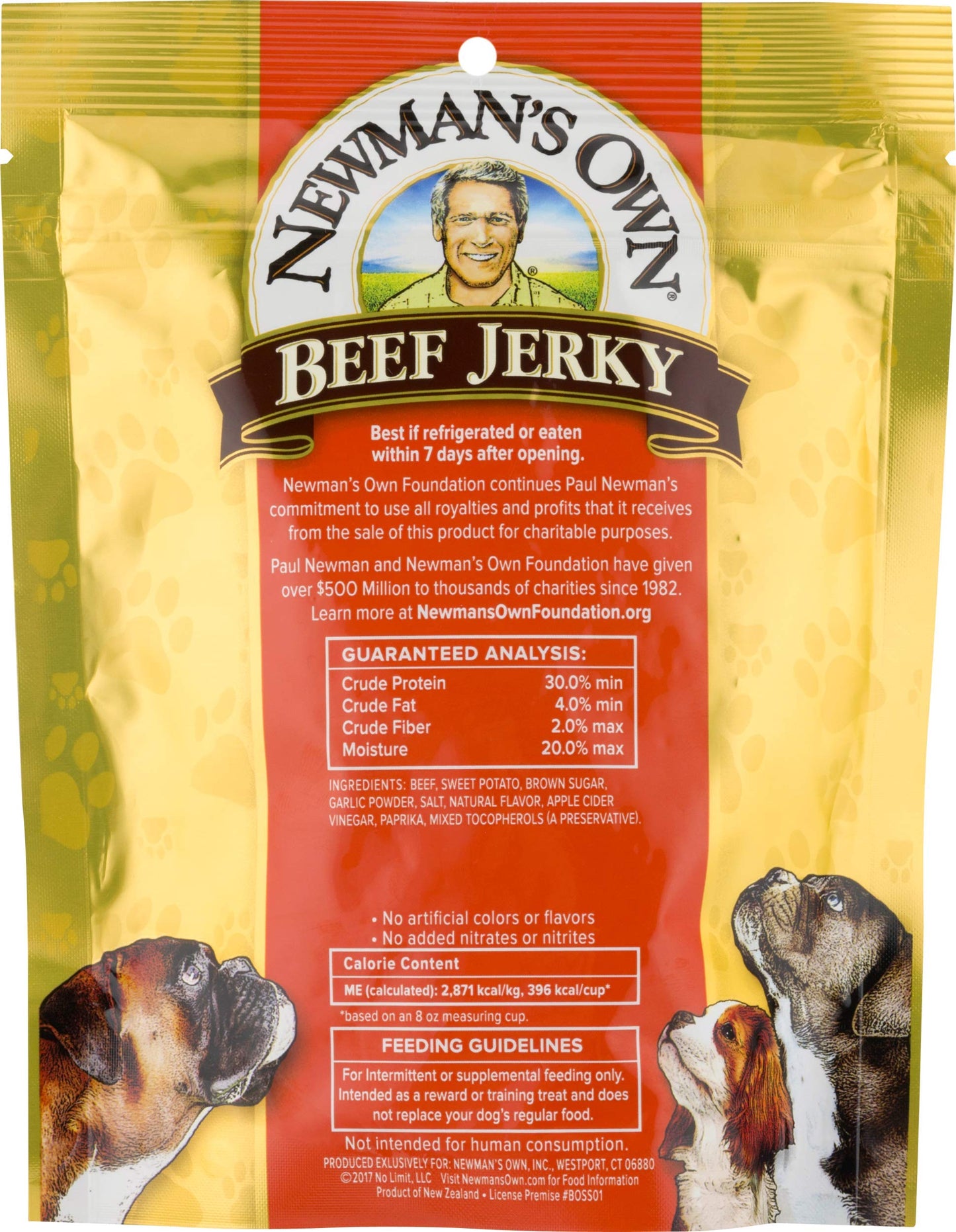 Newmans Own Beef Jerky for Dogs, Beef & Sweet Potato, 5 Oz, 12 Count