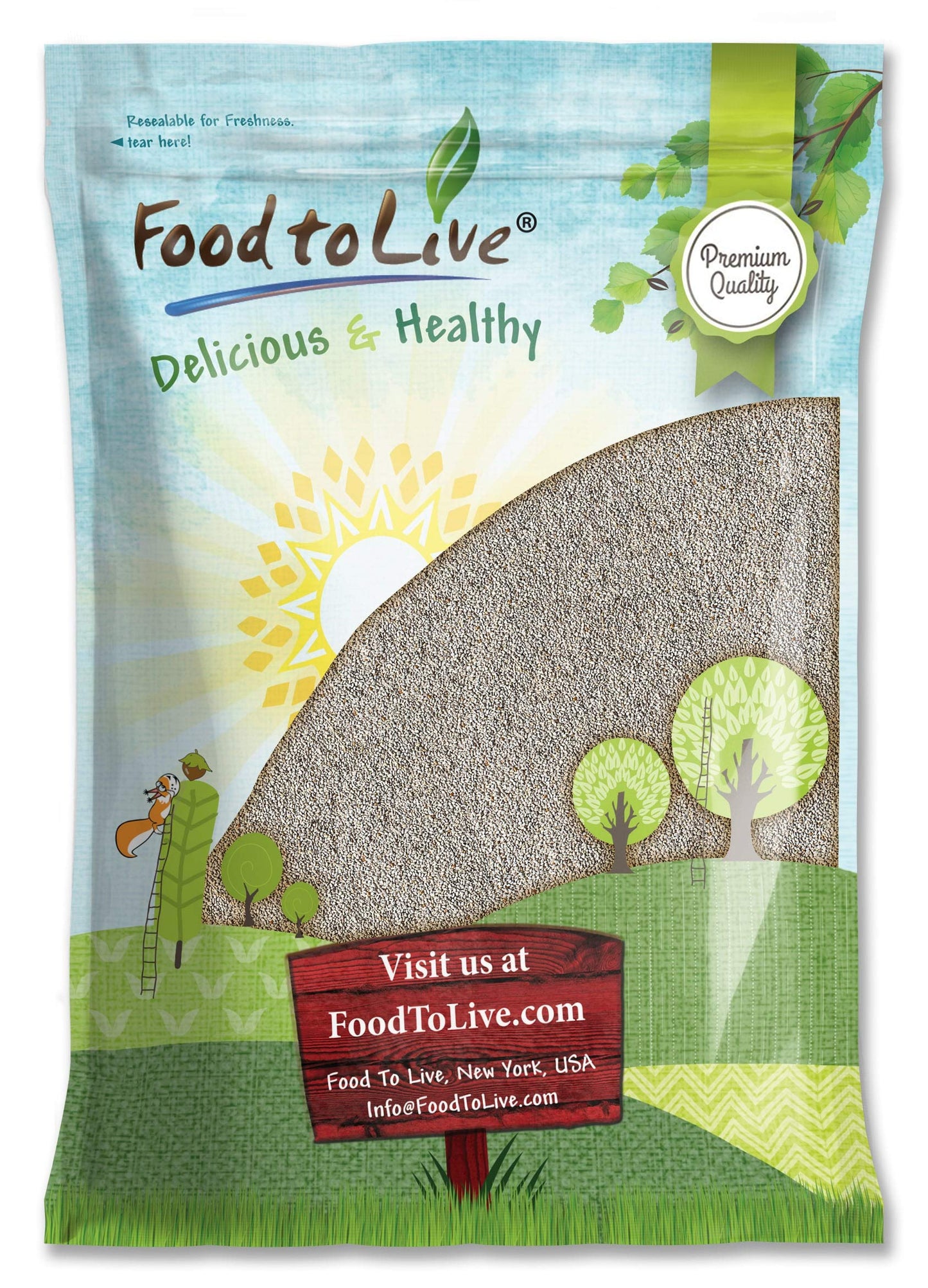 Food to Live White Chia Seeds, 10 Pounds - Whole, Raw, Kosher, Keto, Sirtfood, Vegan, Bulk. Rich in Omega 3, Omega 6, Fiber, Pro