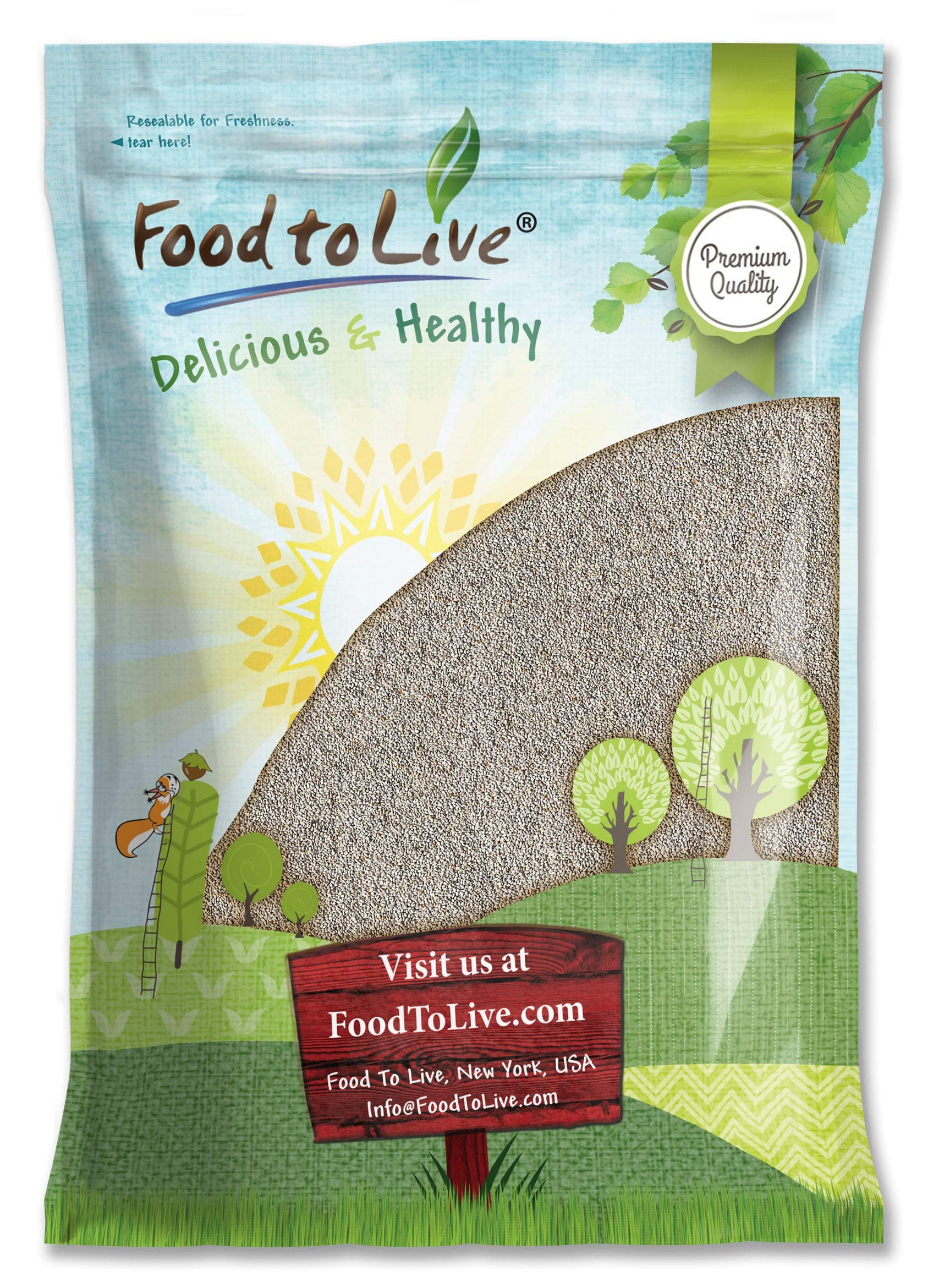 Food to Live White Chia Seeds, 10 Pounds - Whole, Raw, Kosher, Keto, Sirtfood, Vegan, Bulk. Rich in Omega 3, Omega 6, Fiber, Pro