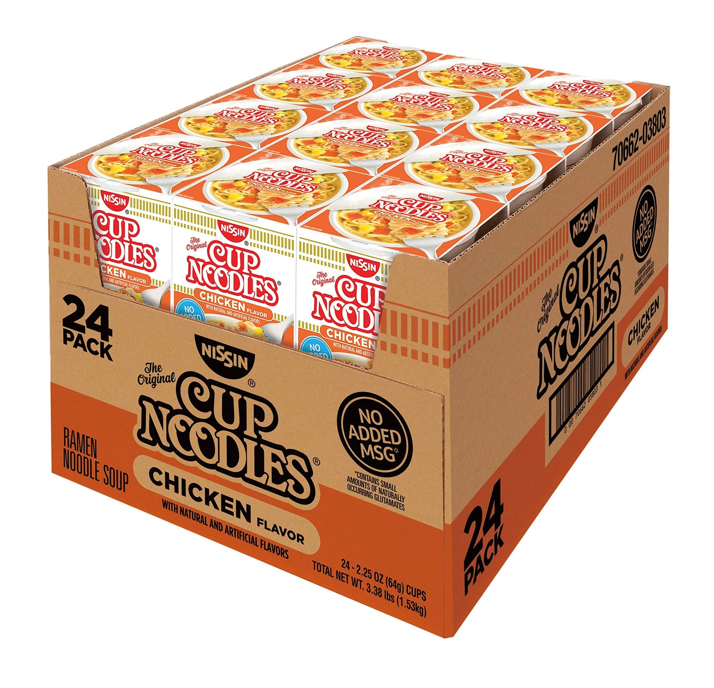 Nissin Top Ramen Chicken Flavor Noodles Soup 3Oz 24-Pack (Total 72Oz)