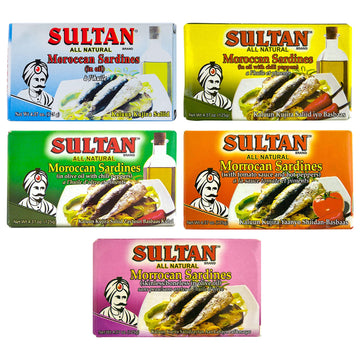 Sultan Moroccan Sardines Variety Pack, 100% All-Natural, High Protein, Paleo, Carnivore, Keto Friendly, Zero Carb, Fresh, Bonele
