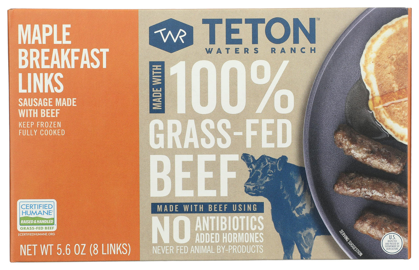 Teton Waters Ranch Grass-Fed Beef Maple Breakfast Links, 5.6 Oz