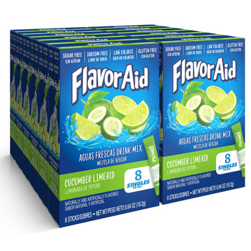 Flavor Aid Singles To Go Powder Packets, Water Drink Mix, Watertok Cucumber Lime, 96 Servings, 8 Count, Pack of 12