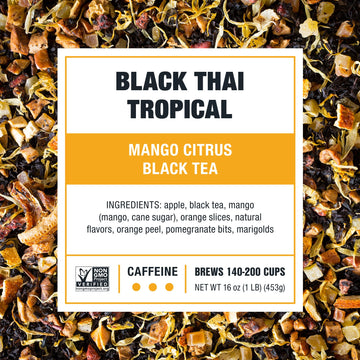 Tiesta Tea - Black Thai Tropical | Loose Leaf | Mango Citrus Black Tea | Premium Blend | Caffeinated | Make Hot Or Iced Brews Up To 200 Cups | 16 Ounce Resealable Bulk Pouch