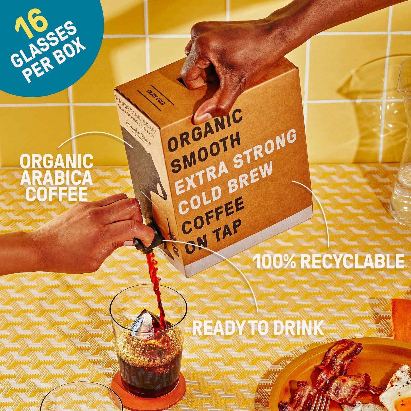 Wandering Bear Organic Vanilla Cold Brew Coffee On Tap, 96 Fl Oz - Extra Strong, Smooth, Unsweetened, Shelf-Stable, And Ready To