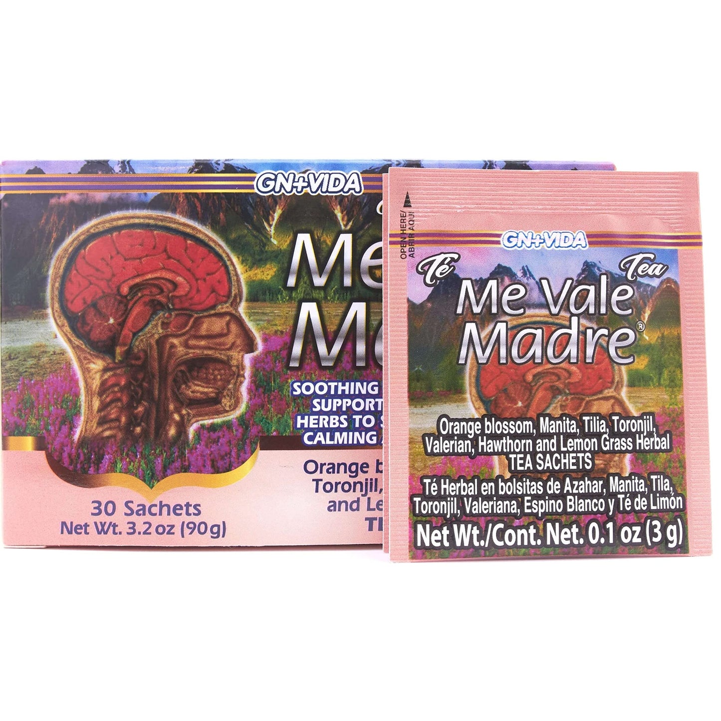 Me Vale Madre Natural Calming Tea: 100% Natural for Relaxation Support Tranquility and Relief Herbal Tea. Te Relajante y Calmante para Nervios Tension y Dormir Mejor - 30 Tea Bags