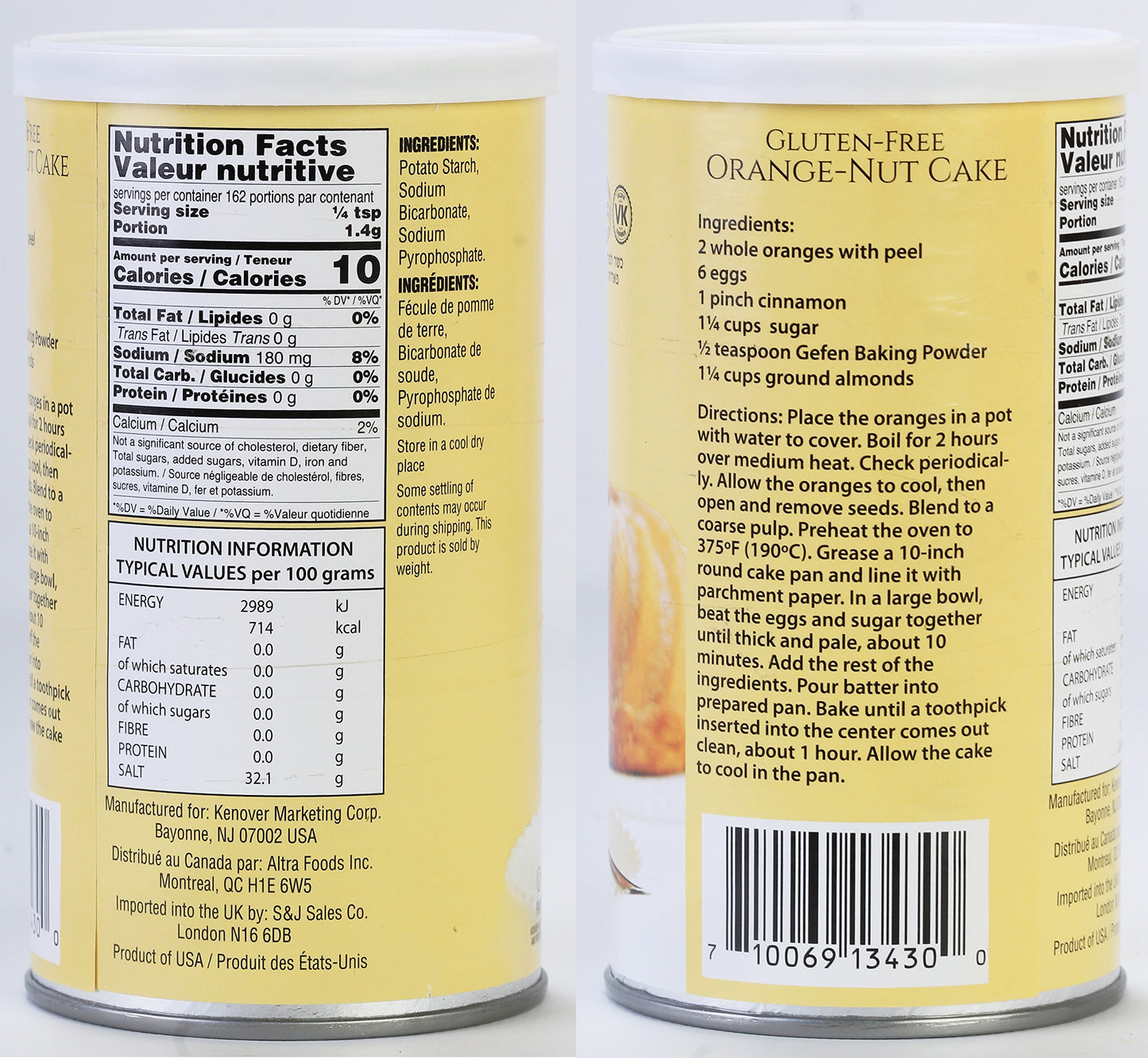 Gefen Baking Powder, Gluten Free, Aluminum Free, Cornstarch Free, 8oz Resealable Container