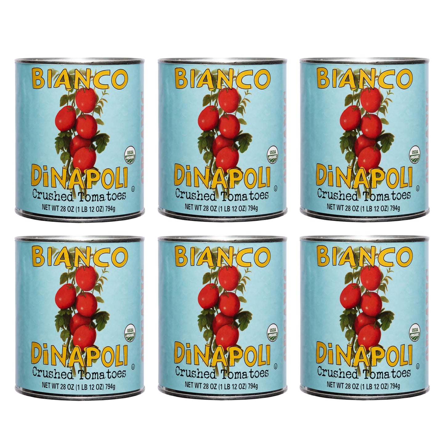 Bianco Dinapoli Organic Crushed Tomatoes, 28 Oz (Pack Of 6) - Grown In California, Vine Ripened, Hand Selected, Plum Tomatoes