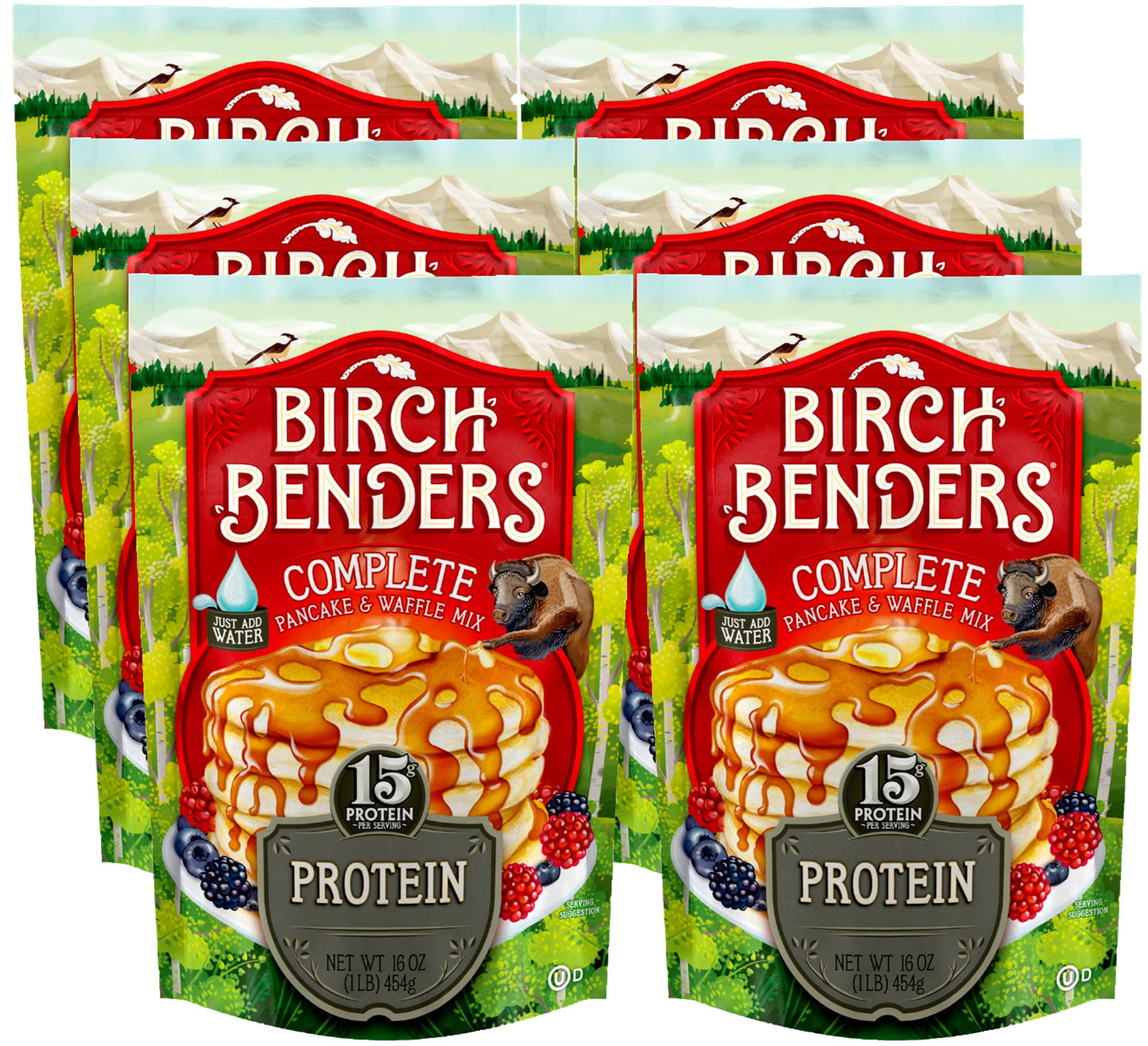 Performance Protein Pancake and Waffle Mix with Whey Protein by Birch Benders, 15 Grams Protein Per Serving, 1 Pound (Pack of 6)