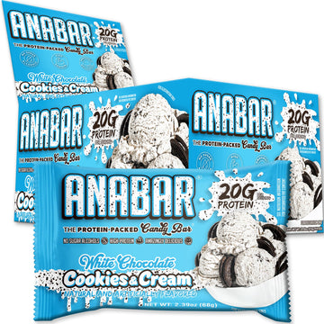 Anabar Protein Bar, The Protein-Packed Candy Bar, Amazing Tasting Protein Bar, High Protein, 20G Of Protein (12 Bars, White Choc