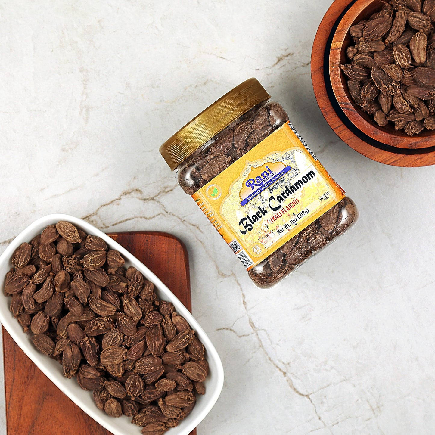 Rani Black Cardamom Pods Whole Indian Spice 11oz PET Jar - Vegan, Gluten Friendly, Non-GMO, Smokey Flavor