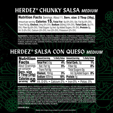 HERDEZ Salsa Dipping Variety 3 Pack - (2) Chunky Medium, (1) Salsa Con Queso Medium - Authentic Mexican Flavor Dips for Chips
