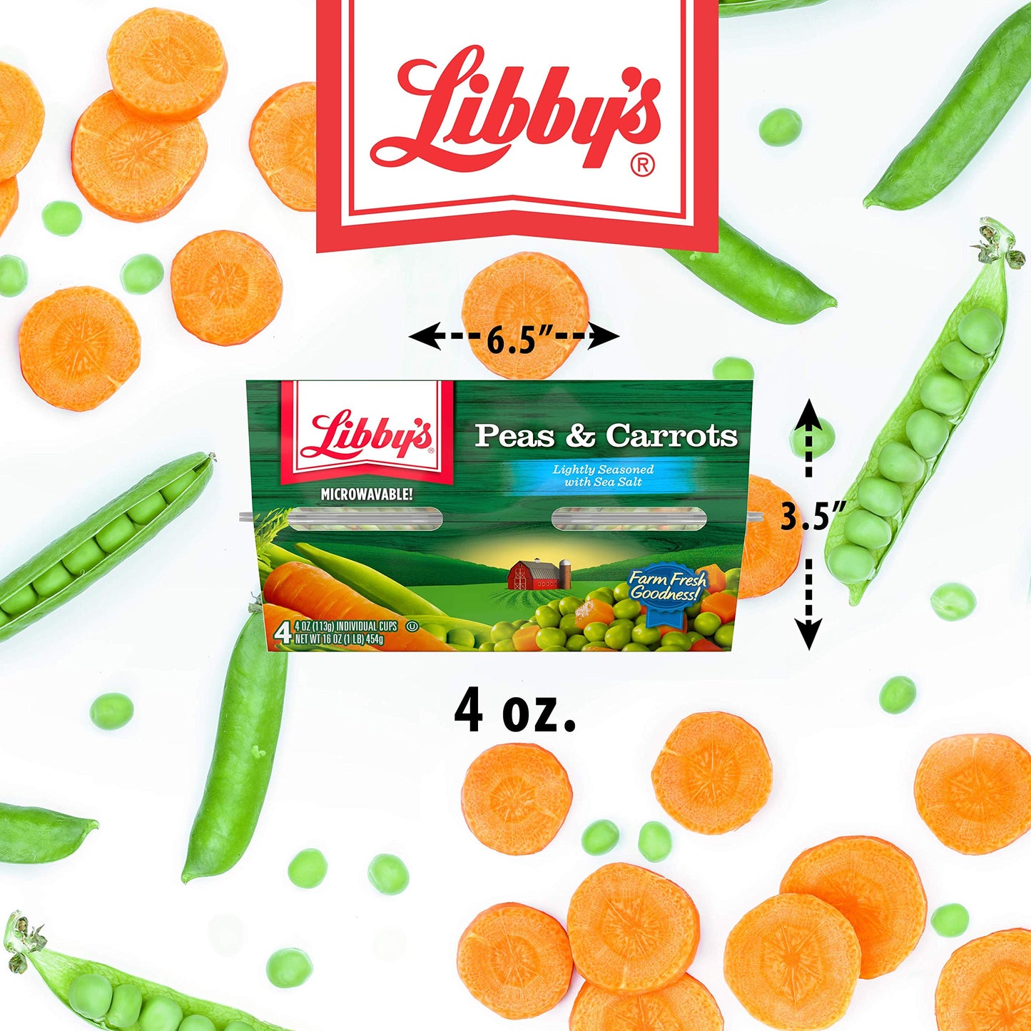 Libby'S Peas And Carrots, (Each 4 Count Of 4 Oz Cups) 16 Oz, Pack Of 4