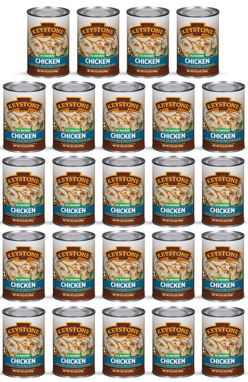 Keystone All Natural Premium Canned Chicken 14.5 Oz Fully Cooked | No Water Added | Ready To Meat | Quick Meals Emergency Survival Food Canned Meat Pack Of 24