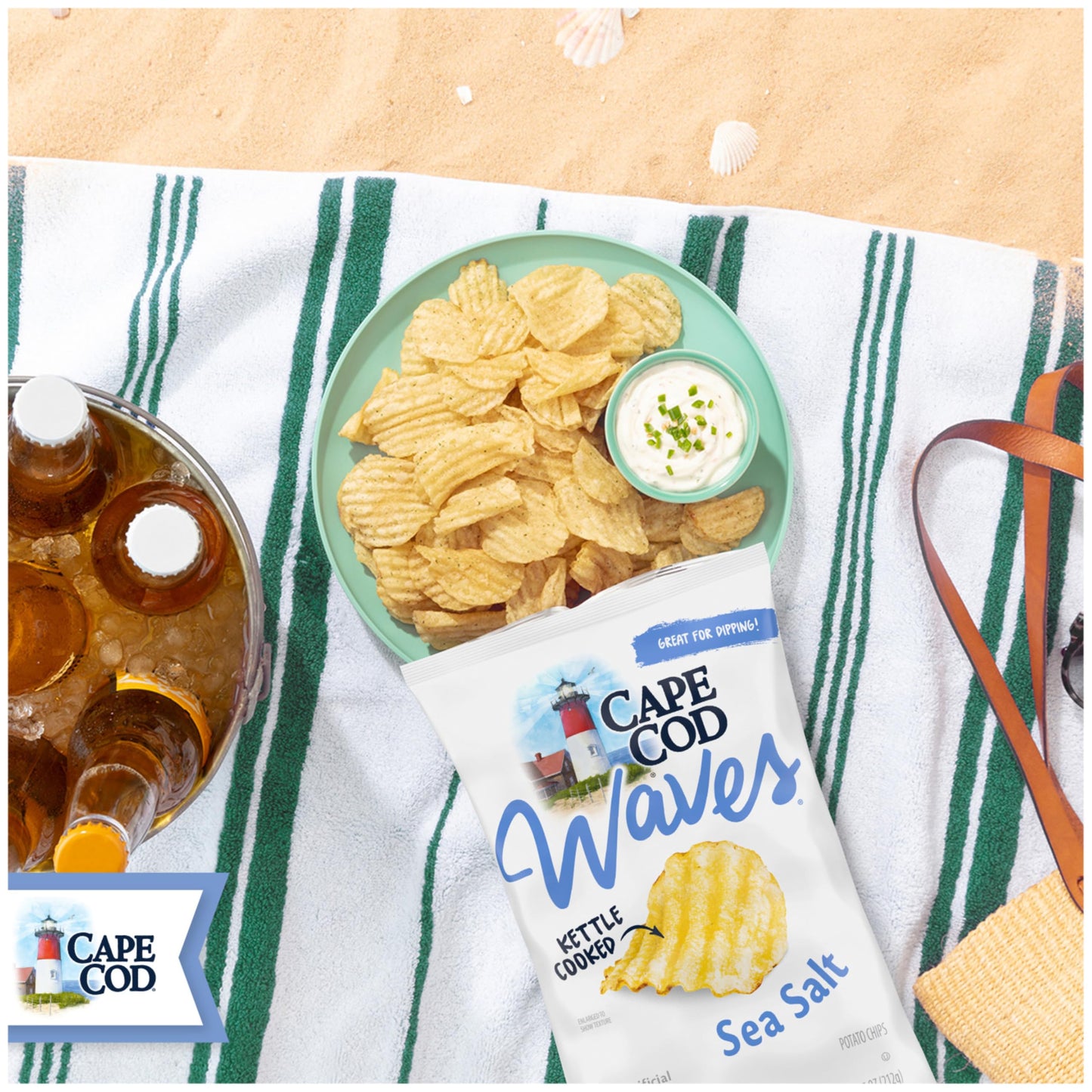 Cape Cod Potato Chips Wavy Cut Sea Salt Kettle Chips, 7.5 Oz