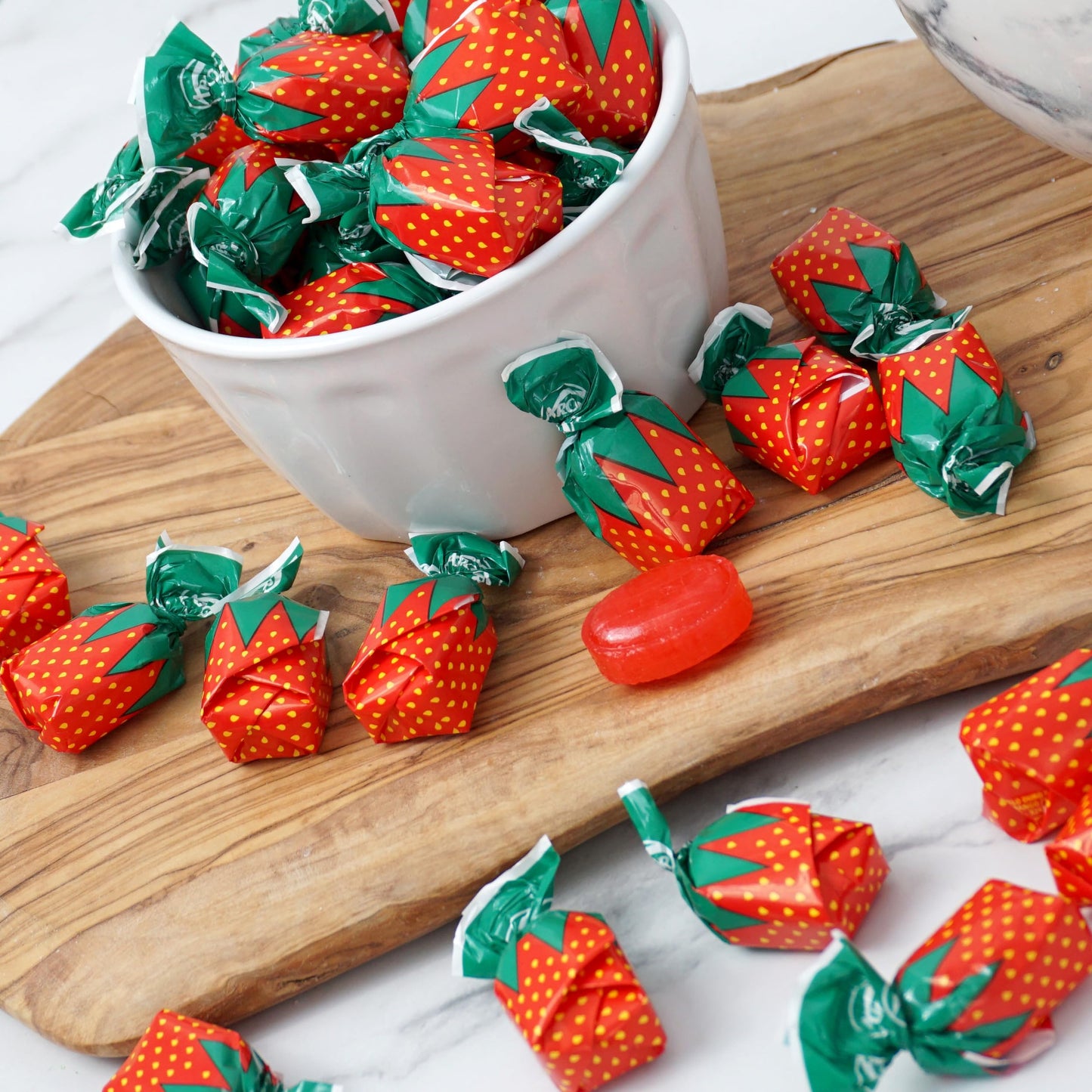 Arcor Strawberry Bon Bons Hard Candy, 2 Pound (Approx. 150 Pcs.), Arcor Strawberry Candy Individually Wrapped, Strawberry Candie