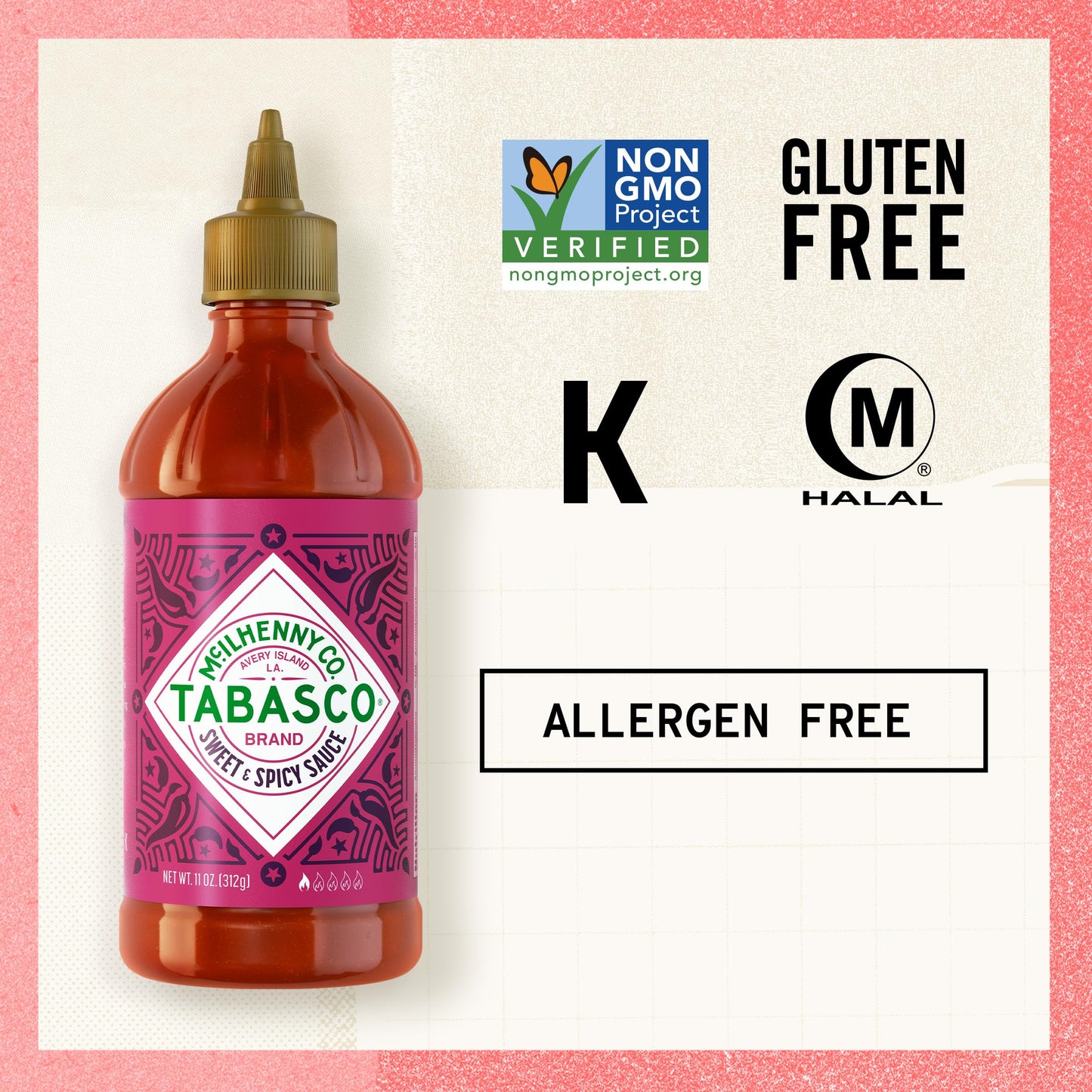 TABASCO Sweet & Spicy Mild Hot Sauce, 11 Fl Oz - Perfect for Fish Tacos, Salads & Asian Dishes, Easy-to-Squeeze Bottle