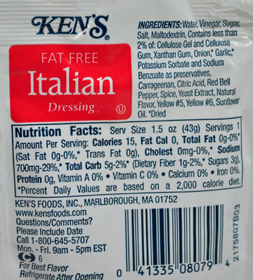Kens Fat Free Italian Dressing (Case Of 60)
