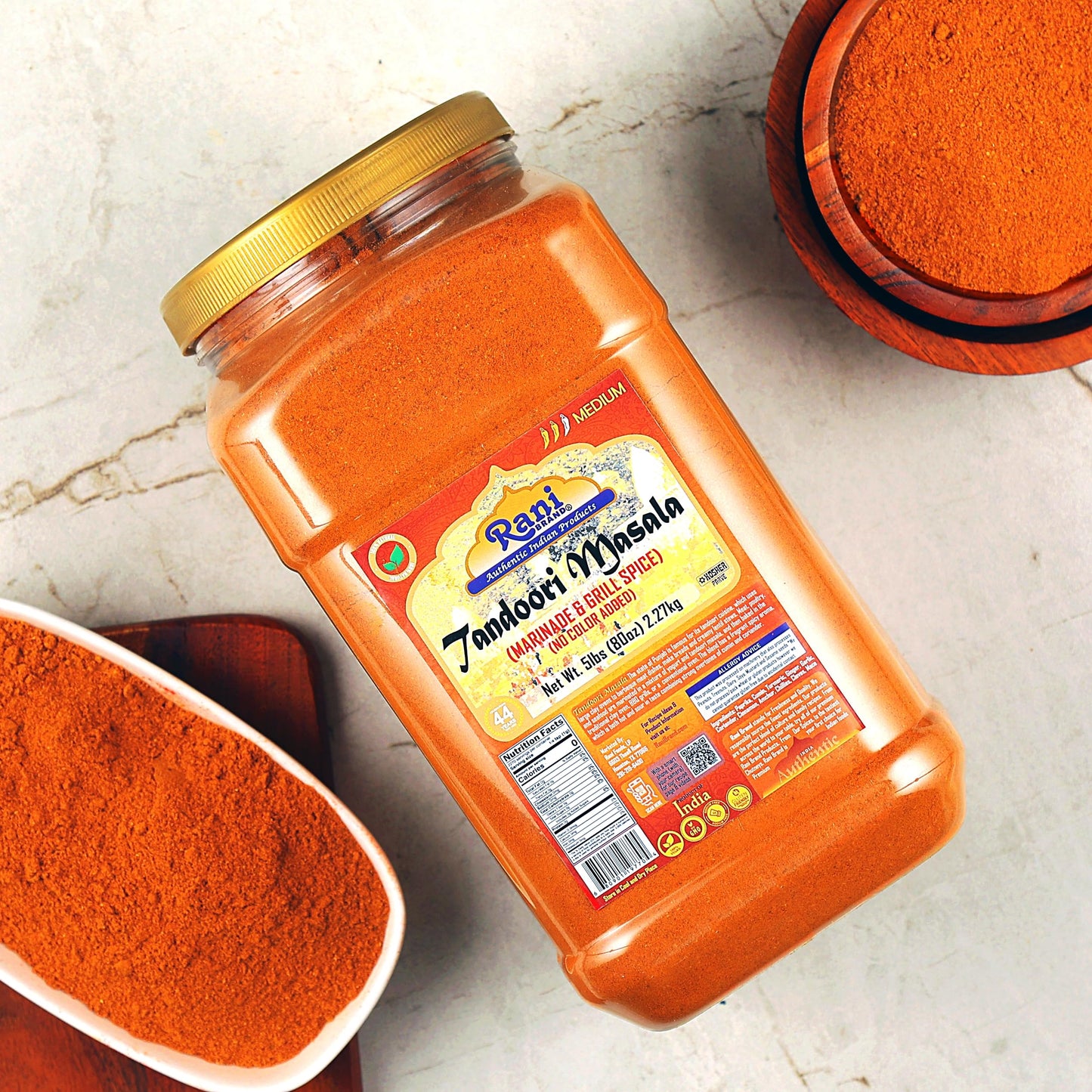 Rani Tandoori Masala (Natural, No Colors Added) Indian 11-Spice Blend 80Oz (5Lbs) 2.27Kg Bulk Pet Jar ~ Salt Free | Vegan | Glut