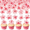 Ercadio 40 Pack Edible Cherry Blossom Cupcake Toppers Flower Cake Drink Topper Picks Spring Bridal Engagement Baby Shower Birthd