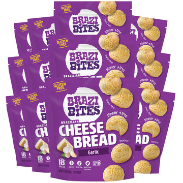 Brazi Bites Gluten-Free Brazilian Cheese Bread: Garlic Asiago | Vegetarian Frozen Bread Snacks | Soy-Free | No Artificial Ingred