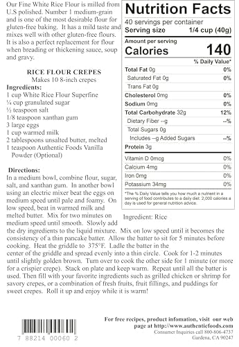 Authentic Foods Superfine White Rice Flour - 3Lb