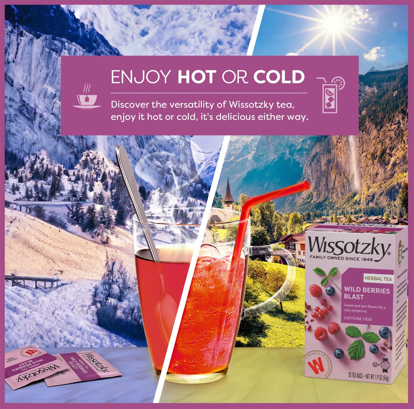 Wissotzky Wildberry Nectar Tea, 20 Tea Bags, Net Wt. 1.9 oz, Model 603741000379