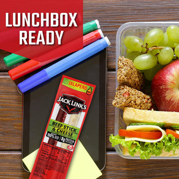 Jack Links Jalapeno Beef & Cheese Combo, Spicy Snack Pack - 100% Beef Stick and Cheese Stick Made with Real Wisconsin Cheese - 8