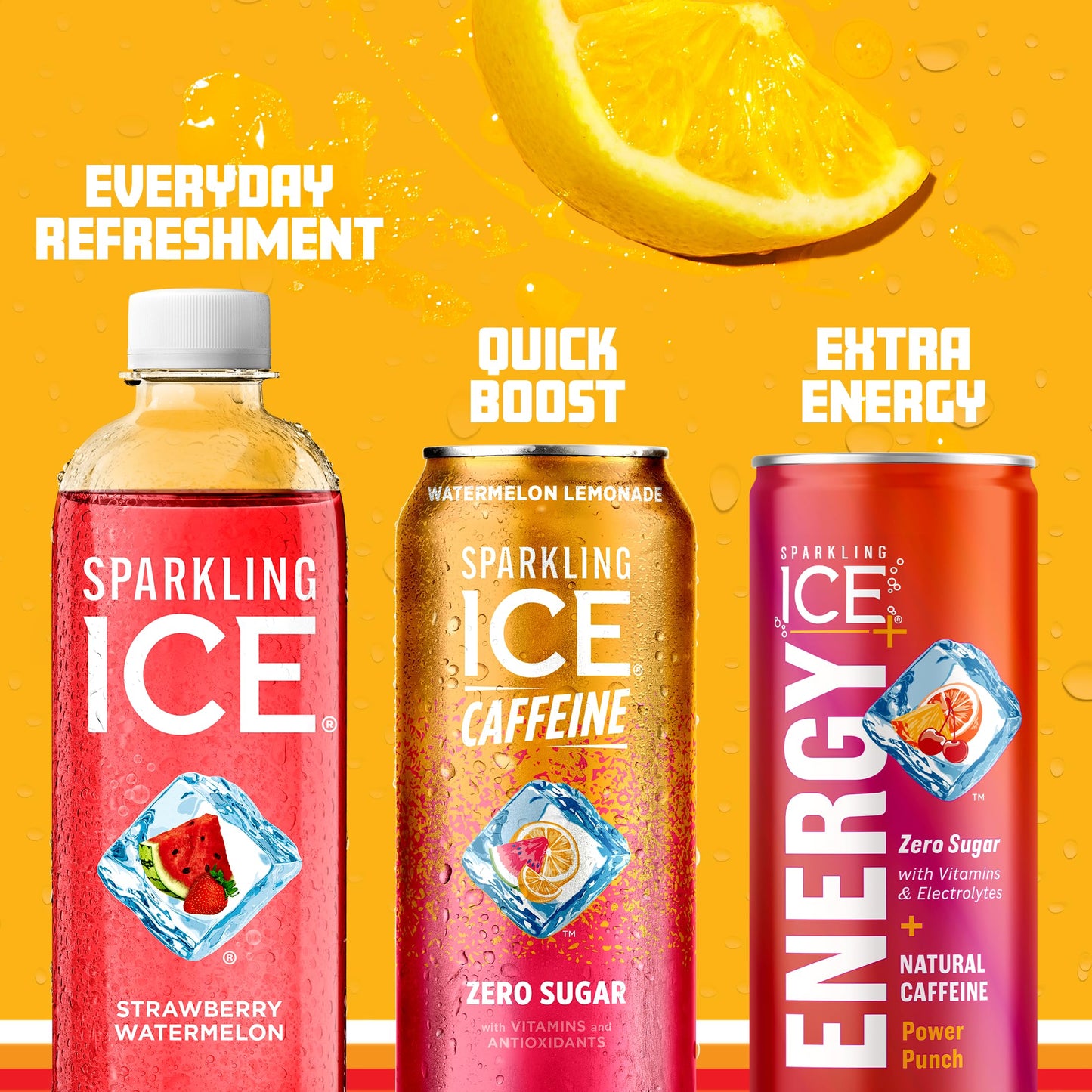 Sparkling Ice Sparkling Water, Zero Sugar, Watermelon Lemonade, 16 Fl Oz Cans, Pack of 12, Model FG00416