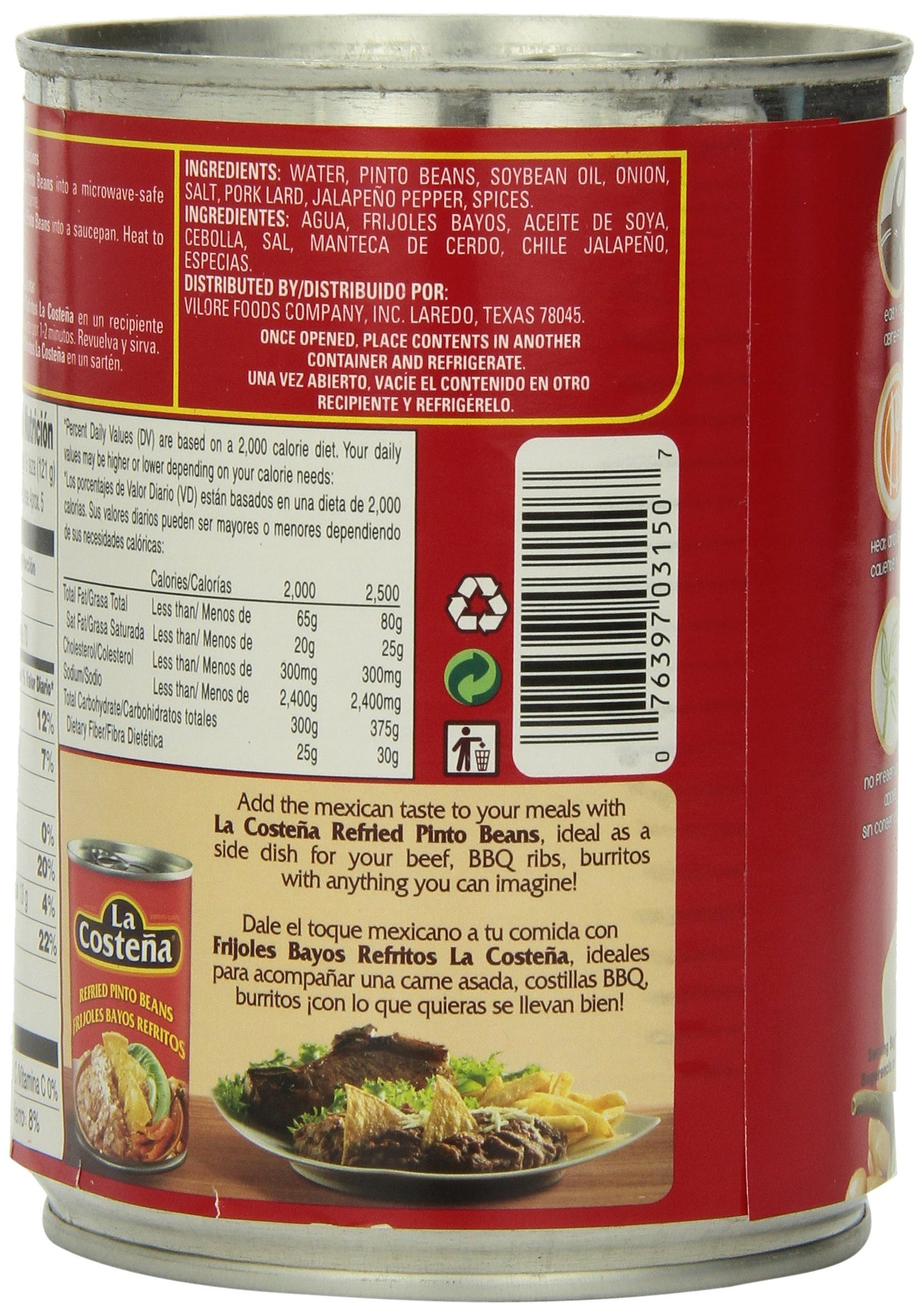 La Costena Beans, Pinto, 20.5 Ounce (Pack Of 12)