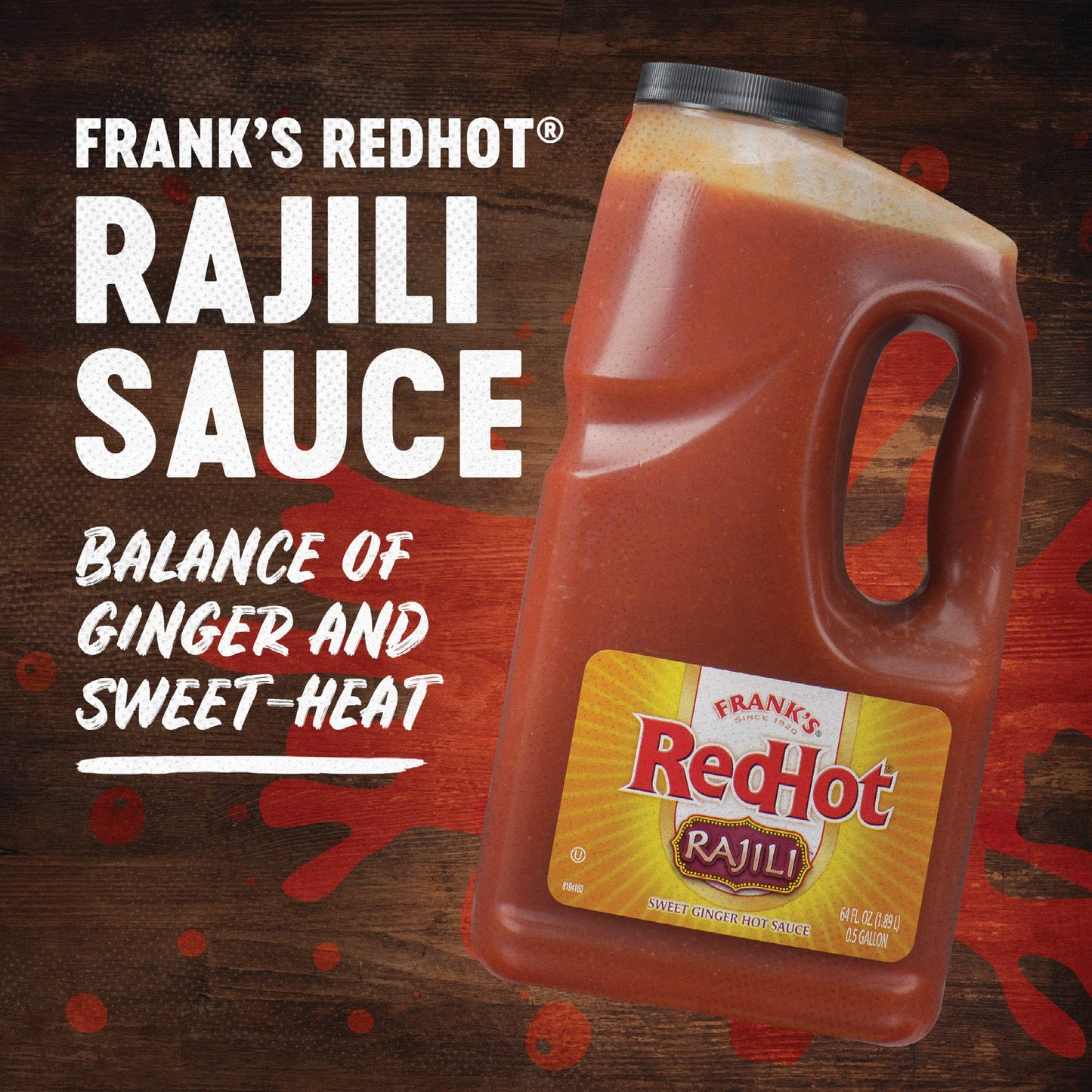 Frank's RedHot Sweet and Spicy Ginger Hot Sauce, 64 Fl Oz Jug - Red Jalapeno & Ginger Fusion