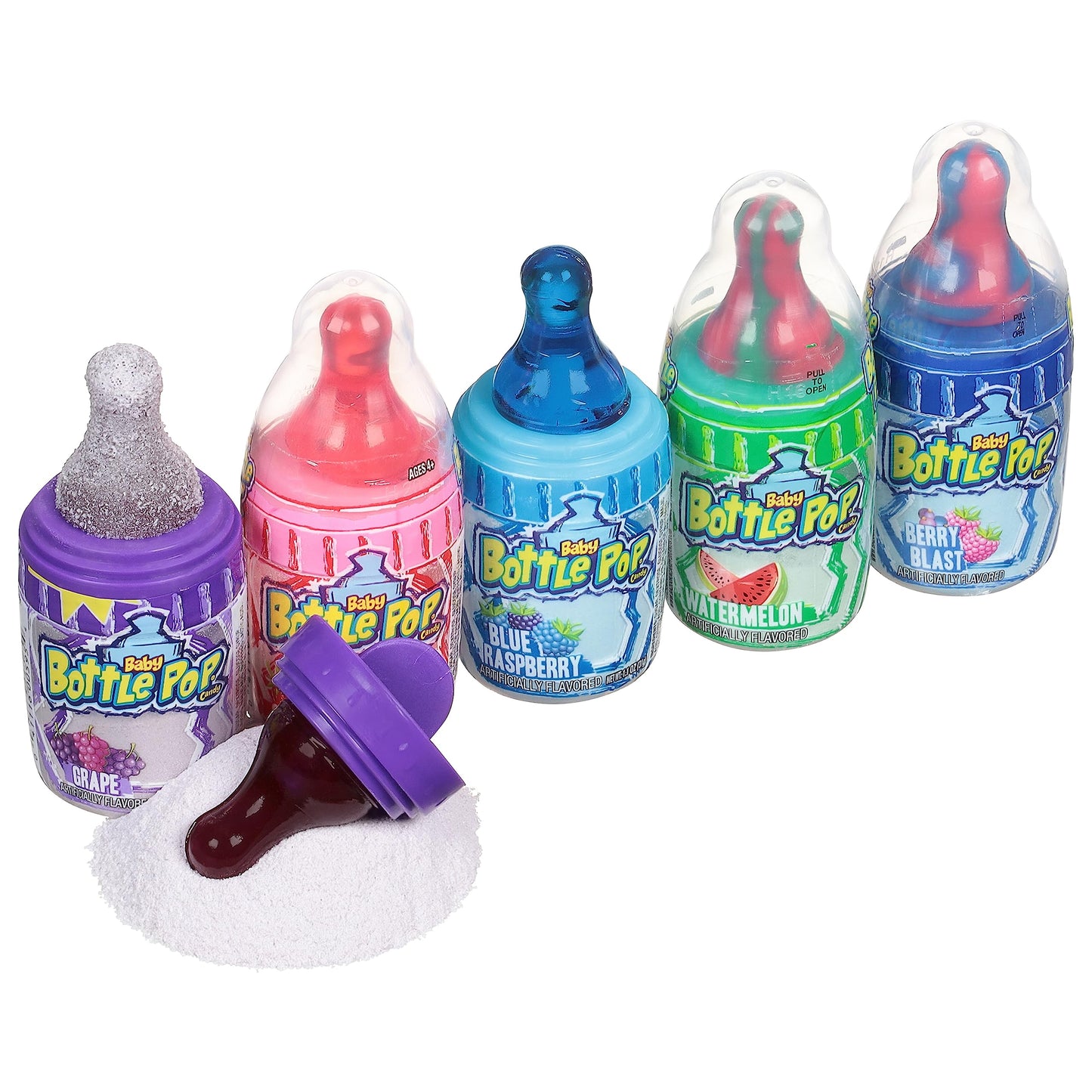 Baby Bottle Pop Party 18 Count Variety Pack Individually Wrapped Lollipops W/ Powdered Sugar Dip In Assorted Fun Fruity Flavors - Bulk Candy For Party Favors, Birthdays, & Goodie Bags For Kids