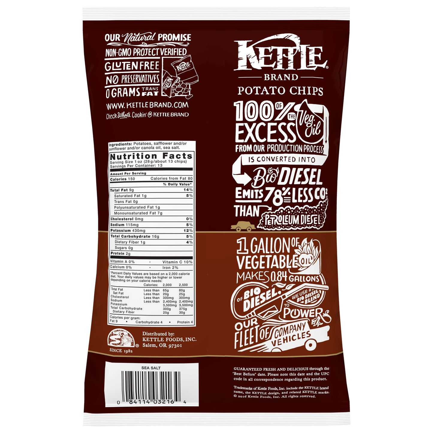 Kettle Brand Foods Sea Salt Potato Chips, 13 oz Party Size