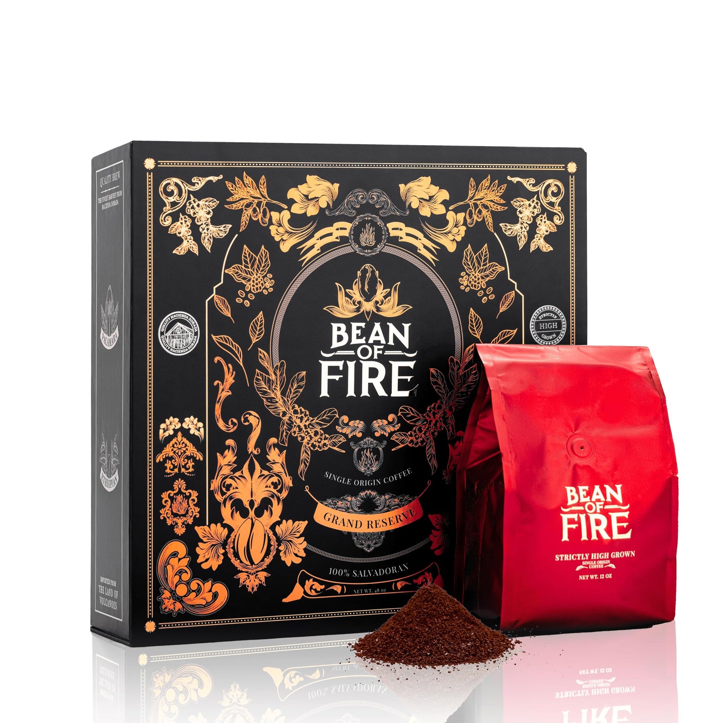 Bean Of Fire Exotic Variety Box - Medium Roast Specialty Ground Coffee Gift Set 4 Top-Grade Single-Oriflavor Blend Coffees From El Salvador Stylish Gourmet Coffee 48 Oz