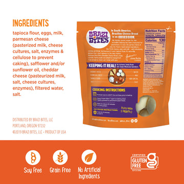 Brazi Bites Gluten-Free Brazilian Cheese Bread: Cheddar & Parmesan | Vegetarian Frozen Bread Snacks | Soy-Free | No Artificial I